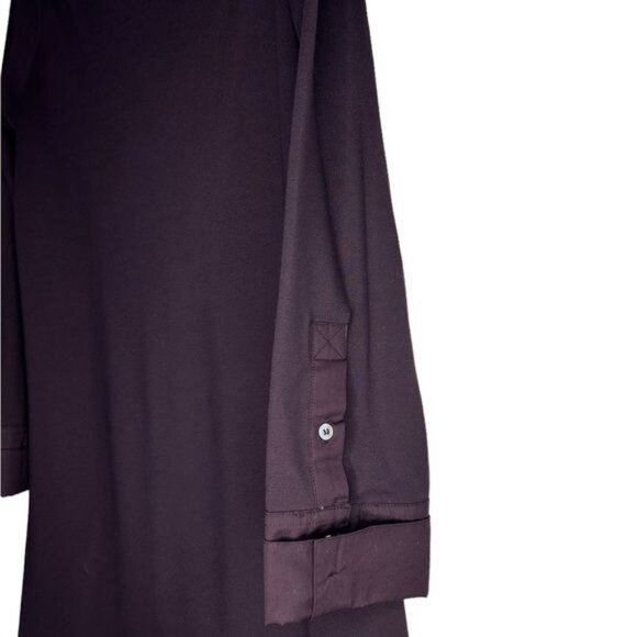 COS Burgundy Long Sleeve Cotton Boatneck Contrast Button Cuff Shift Dress Size M - Picture 7 of 13